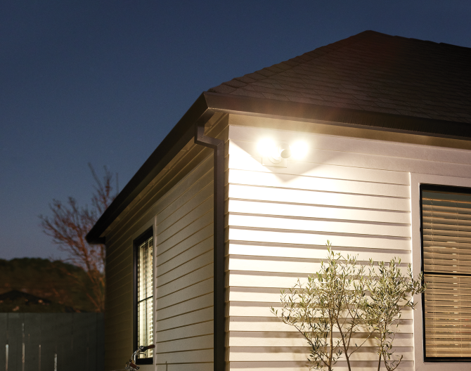 Google Nest Cam Floodlight on a house during nighttime